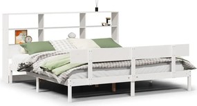 vidaXL fehér tömör fenyőfa könyvespolcos ágy matrac nélkül 180x200 cm