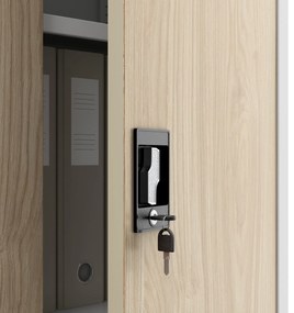 Fém iratszekrény JAN, 900 x 1850 x 400 mm, Eco Design: fehér/ sonoma tölgy