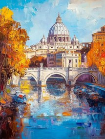 Vászonkép Canvas Város Róma Vatikán Bazilika Tiber Ősz 75x100