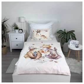 Bézs pamut gyerek ágyneműhuzat babaágyhoz 100x135 cm Animals "Woodland" – Jerry Fabrics