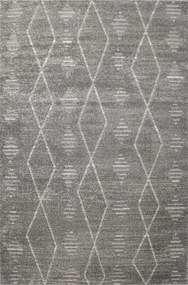 140x190 cm Loris Vonalas Szőnyeg Rombusz Etno Szürke Krémszínű Puha Gyapjú