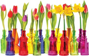 Fotótapéta Színes palackok tulipánokkal és nárciszokkal vinil 368x254 +ragasztó