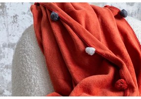 Téglavörös fleece ágytakaró 150x200 cm Pom Pom – Mijolnir