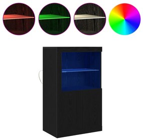 LED világítással ellátott fekete tölgyelő szekrény 60,5x37x100 cm