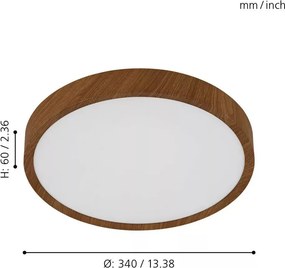 EGLO 98601 MUSURITA Kerek Mennyezeti Lámpa Fehér, Világos Fa LED IP20