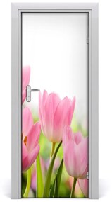 Ajtóposzter rózsaszín tulipánok 85x205 cm