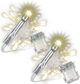 Karácsonyi LED lánc 2x50 dióda 5 m időzítő  meleg fehér