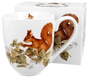 Porcelán nagyméretű mókus mintás bögre 1 literes díszdobozban