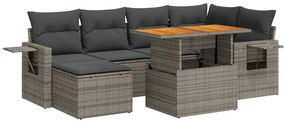 vidaXL 7 részes szürke polyrattan kerti ülőgarnitúra párnákkal