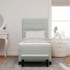 Boxspring ágy matraccal és paddal világosszürke 80x200 cm velúr