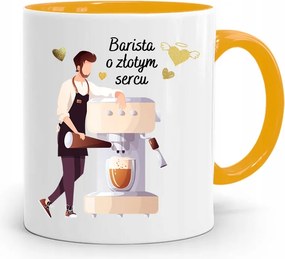 Barista Kávézó Bögre Sárga Ajándék fényképes nyomtatással