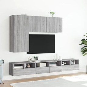 2 db szürke sonoma színű szerelt fa fali TV-szekrény 60x30x30cm