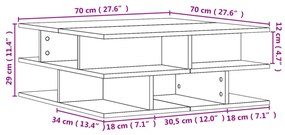 fekete szerelt fa dohányzóasztal 70x70x29 cm