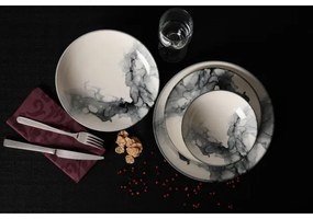 24 részes étkészlet fehér/fekete/porcelán