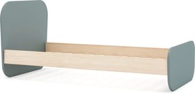 Szürkészöld gyerekágy ágyráccsal, borovi fenyő dekorral 90x190 cm Esteban – Marckeric