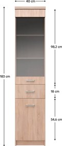 Vitrin 1D1W1S, sonoma tölgy, univerzális,TOPTY TYP 32