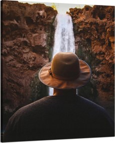 Vászonkép Emberek Vízesés Hegyek 80x100