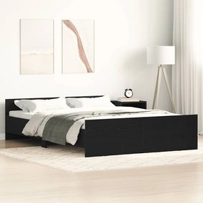 fekete tölgy színű szerelt fa ágykeret matrac nélkül 140x200 cm