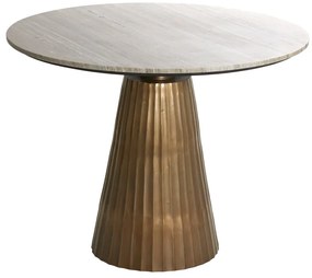 Bronzszínű-natúr színű kerek étkezőasztal márvány dekoros asztallappal ø 100 cm Rianne – Light &amp; Living