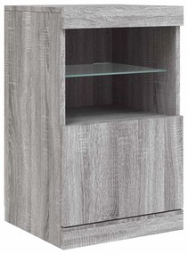 szürke sonoma színű tálalószekrény LED-ekkel 41 x 37 x 67 cm