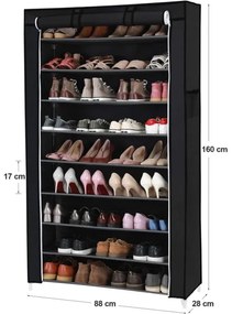 MATIS 88x160 cm fekete textilszekrény polcokkal