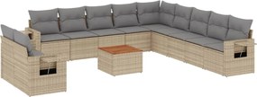 vidaXL 12 részes bézs polyrattan kerti ülőgarnitúra párnákkal