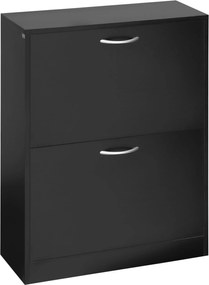 HOMCOM Modern Cipőtároló Szekrény Előtérbe, Keskeny Folyosóra, 2 Fiókkal és Állítható Polcokkal, 60x24x80 cm Fekete | Aosom