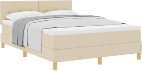 vidaXL Boxrugós ágy matracmal fejtámlával Krém 140 x 200 cm szövet