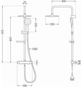 Mexen KX33 zuhanygarnitúra Kai termosztatikus csapteleppel, fekete, 771503391-70