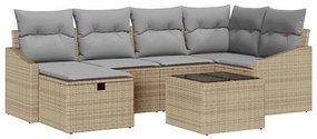 Kerti Kanapé Szett 7 pcs Bézs 55 x 62 x 69 cm Poli rattan