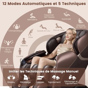 Premium Elektromos Shiatsu masszázsfotel, „Zero Gravity” funkcióval, barna