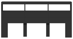 fekete áthidalószekrény LED-világítással 200 x 17 x 102 cm