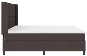 Boxspring Ágy Matraccal és LED világítással Sötétbarna 200x200 cm Szövet