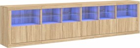 vidaXL sonoma tölgy színű tálalószekrény LED-világítással 283x37x67 cm