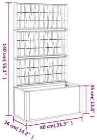 sötétszürke PP rácsos kerti ültetőláda 80 x 36 x 140 cm