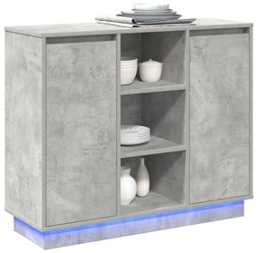LED-es oldalszekrény Beton szürke 90x32x75 cm Szerelt fa