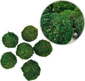 Dekoratív műmoha gömbök 8 cm átmérővel, 6 db/csomag