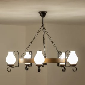 Brilagi - Láncos csillár ROATA 5xE14/40W/230V átm. 70 cm bükk/dió