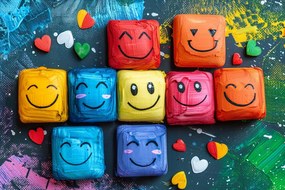 Vászonkép Canvas Hangulatjelek Arcok Érzelmek Mosoly Színek 120x80