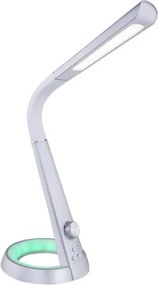 Globo 58376S Asztali lámpa fehér flexibilis szárral. USB csatlakozás, RGB színváltó funkció. Színhőmérséklet váltás 4000/6500/3000K, MxSzxH:343x183x640, tartozék: 1xLED 8W 230V, 45-460lm