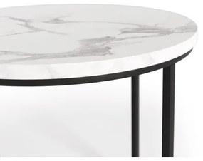 KÉSZLET 2x Kávésasztal OREO átm. 43/53 cm fekete/márvány dekoráció