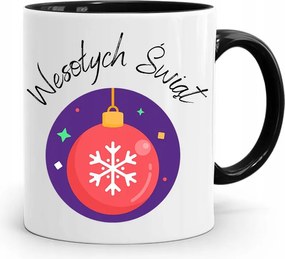 Fekete Karácsonyi Bögre Mikulásra, fényképes nyomtatással