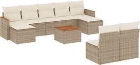 vidaXL 10 részes bézs polyrattan kerti ülőgarnitúra párnával