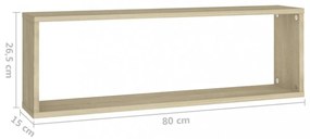 2 db sonoma tölgy színű szerelt fa fali polc 80 x 15 x 26,5 cm