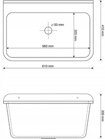 Mosogató Quality Universe, univerzális műanyag mosogató 61x41x30 cm + szifon, 1 kamrás, fehér, SKQ-KGLK60-WH