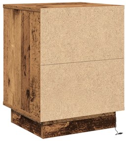 Éjjeli Szekrény LED Lámpákkal Régi Fa 39x34,5x50 cm