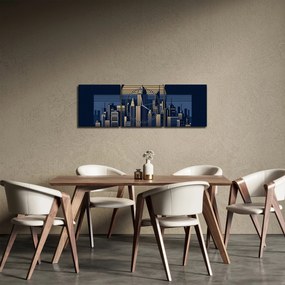 Kép – Geometrikus város (órával) (90x30 cm)