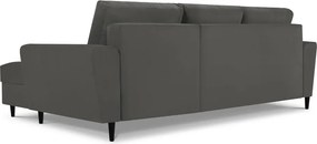 Sötétszürke kordbársony kinyitható tárolóhelyes sarokkanapé (jobb oldali-heverő résszel) Kyoto – Cosmopolitan Design