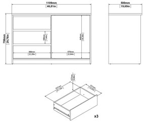 Natúr színű komód tolóajtóval tölgyfa dekorral 119x76x50 cm Naia – Tvilum