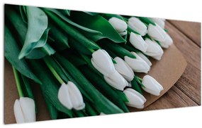 Egy csokor fehér tulipán képe (120x50 cm)